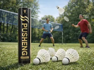 Pusheng Badminton Shuttlecocks Speed 77 – 12 Pack Duck Feather, High-Speed Training & Practice