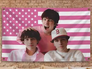 Sturniolo Banner Flag Triplets Tapestry 3X5Ft Pink American Flag Wall Hanging Tapestry for College Dorm Decor Room Flags High-Quality Fabric Backdrop