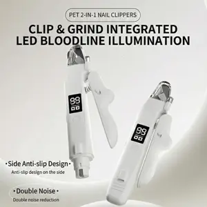 2-In-1 Cat & Dog Nail Clipper Trimmer with LED Light, Clear Blood Line Visibility, Safe Quick Trim, Suitable for Large Small Dogs Cats