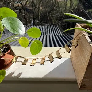 Natural Wooden Fairy Bridge Ladder - Mini rope ladder staircase for rooms, fairy gardens, and dollhouses - Rounded corners for indoor use/decoration; mini landscape accessory with hemp rope rungs (no sharp edges)