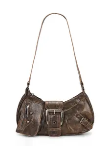 Trendy Women's Retro Motorcycle Bag, Crossbody Clutch Purse, Versatile Y2K Style Shoulder Clutch, Fashionable French Bread Handbag with Small Purse, Crossbody Purses