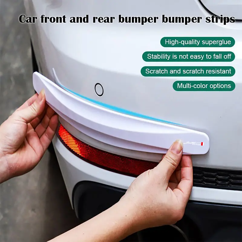 2Pcs Universal White Rubber Anti-Collision Protector, Front & Rear Bumper Corner Guard Strip, Flexible Scratch-Resistant Buffer Rubber Strip, Universal for Sedans & SUVs, No-Drill Self-Adhesive Installation, Vehicle Exterior Decoration, Car Decorations