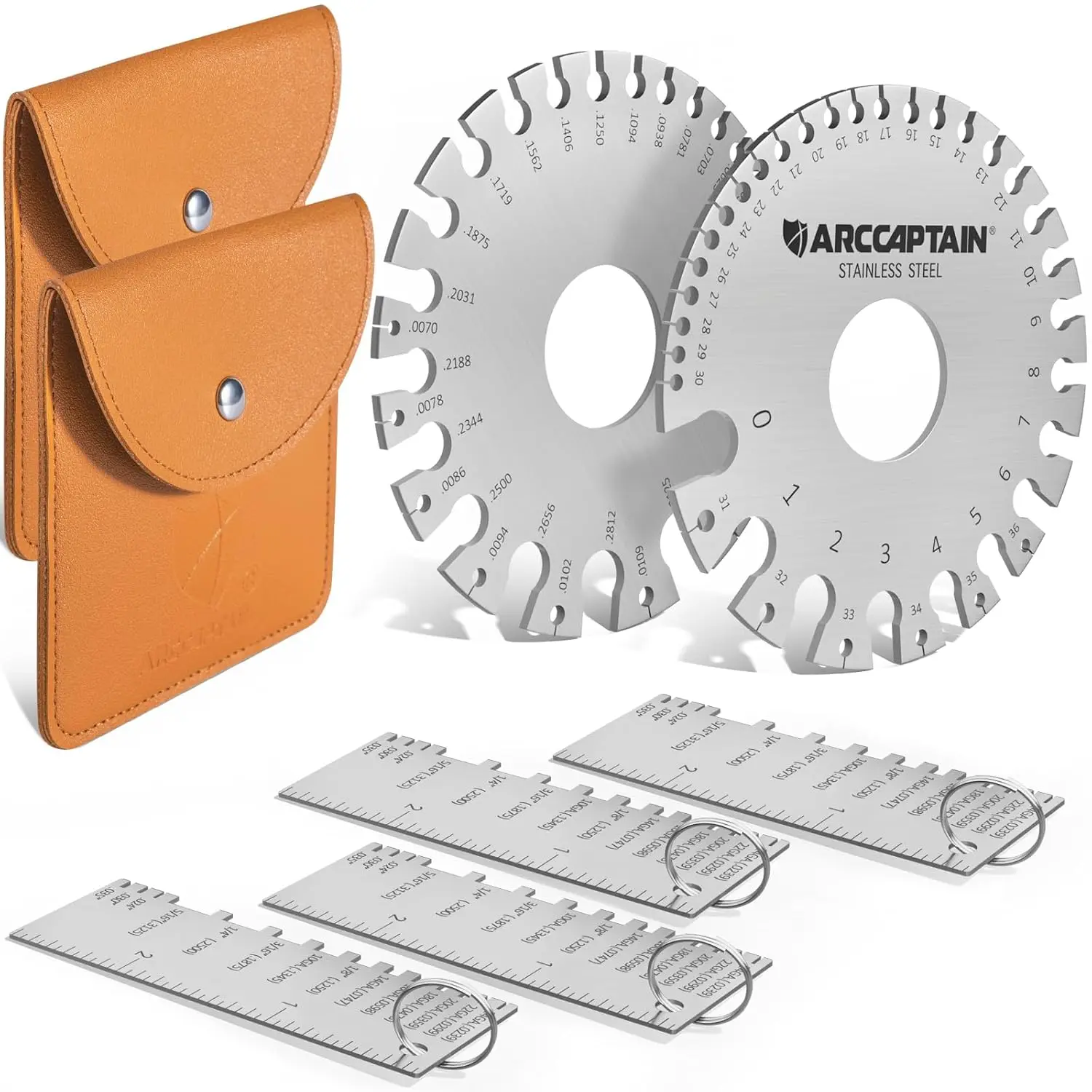 Metal Gauge Thickness Tool, Metal Thickness Gauge, 2 Sets, Stainless Steel Metal Sheets Welding Material Thickness Gauge Standard DualSided Round Thickness Measuring Tool