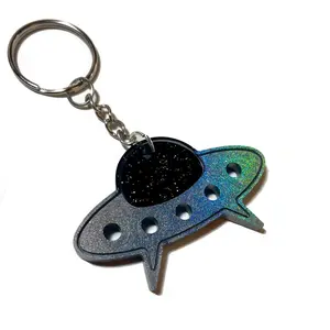 Holographic Alien Spaceship Keychain, New Driver Car Gift, Wallet Accessories, Cool Wristlet Keyring Decor, Phone Pendant, Purse Charm keychain for bag
