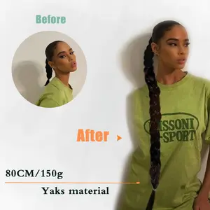 Wig Ponytail, Braided Straight Wrap-around Ponytail, 80cm 150g glitter drawstring