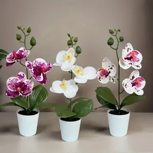 3pcs Mixed Color Artificial Orchid Mini Potted Plants, Realistic Touch, Perfect for Home Decor to Enhance Happiness