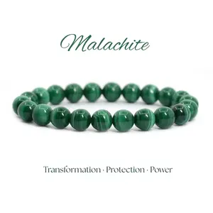 Malachite Natural Crystal Bead Bracelet for Healing Transformation Cedar Energy Benefits Emotional Balance Negative Energy Shield Spiritual Awakening Negativity Release