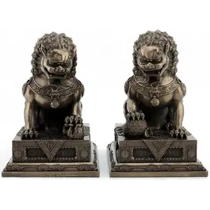 T-Trove Chinese Guardian Lion Statues (Foo Fu Dog Bookends)