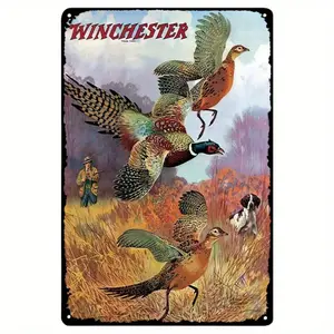 Retro Aluminum Winchester Warning Sign with Phoenix Bird Art Western Decor