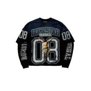 Fields Black/Grey Double Layer Long Sleeve Graphic T-Shirt