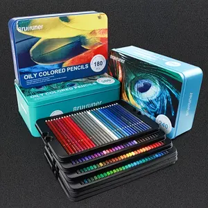 Colored Pencils with Oily End in 180/240/300 Color, Featuring Round Wooden Handles for Artists' Painting, Drawing, And Sketching Supplies