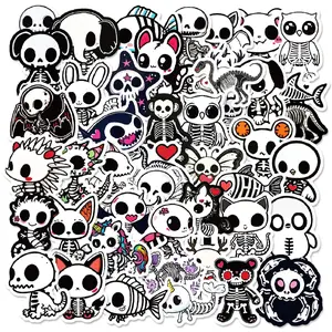 Cute Cartoon Skull Pattern Sticker, Self Adhesive Decor Paper, Decor Sticker for Gift Greeting Card Water Bottle Laptop Phone