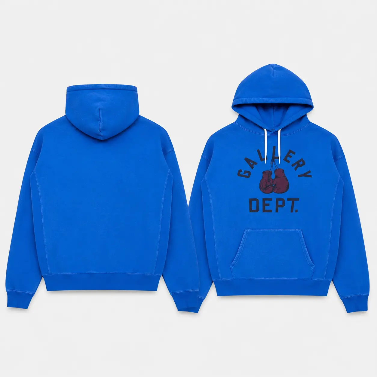 Gallery Dept. Men’s Boxing Graphic Pullover Hoodie, Vintage Athletic Streetwear Sweatshirt, Casual Long Sleeve Hoodie with Kangaroo Pocket