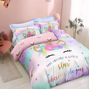 Cute Unicorn Princess Bedding Set, 3-Piece Girls' Comfortable Bedroom Accessories, Universal Fit, One Size Fits All