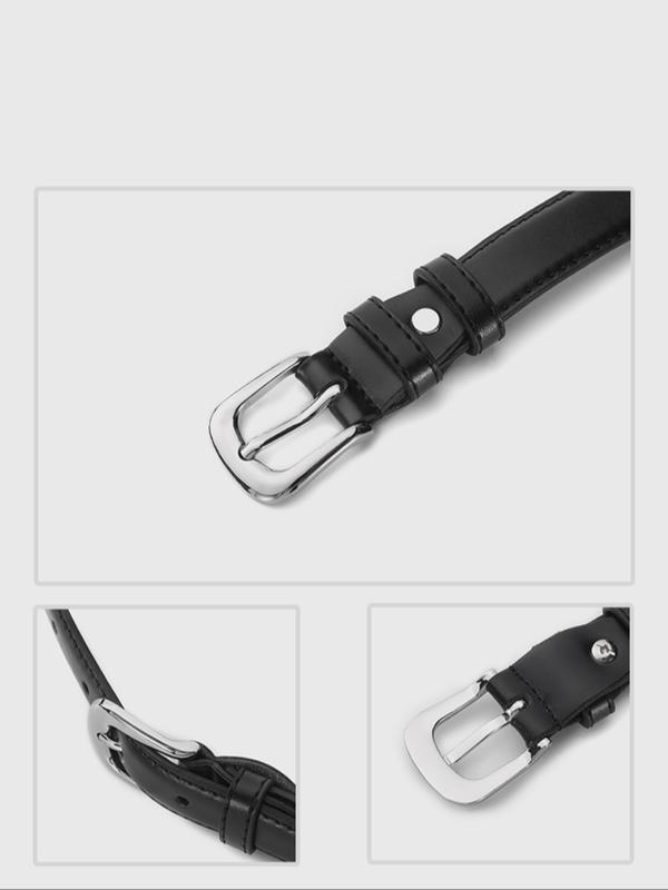 Shiny Silver Color Buckle Belt, Elegant Simple Design, Decorative Student and Younger Adult Waistband, Korean Fall Accessory, Pu Buckle Belt