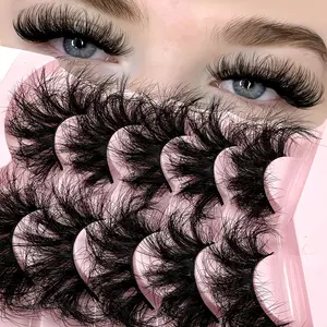 5 Pairs Dense Dramatic Fake Eyelashes, Fluffy 3D Cross Lashes, Multi-Layered Curled Lashes, Perfect for Parties and Celebrations
