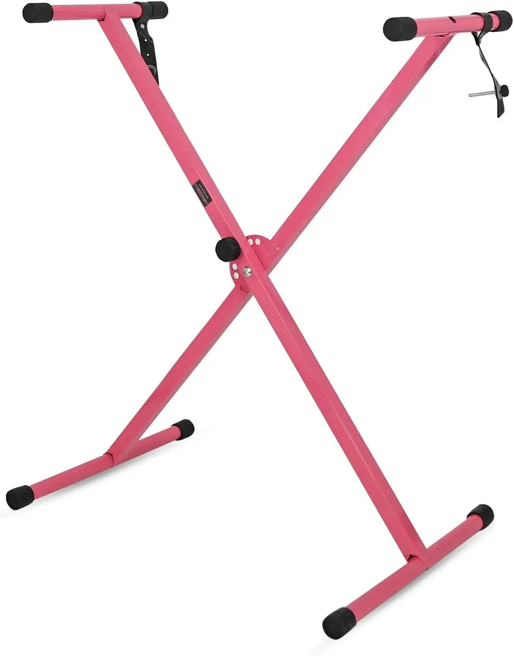 5 CORE Keyboard and Piano Stand Single X Style Height Adjustable Portable Stable Metal Alloy Construction w Locking Strap Easy to Assemble for On Stage Studio Pink