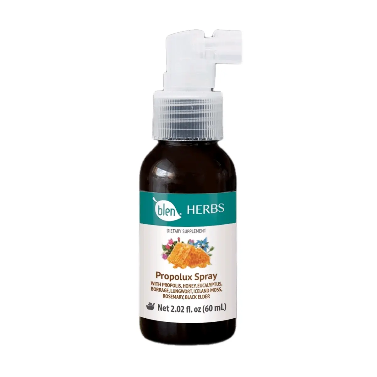 Blen Propolux Oral Spray Natural Dietary Supplement with Mint & Honey 60ml throat soothing properties Edible