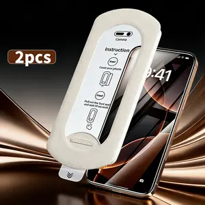 Screen protector 2-piece set, one click installation, easy to apply film, tempered glass, high-definition transparent/anti peeping, scratch resistant and durable, suitable for iPhone 17 16 15 14 13 12 11/Pro/Pro Max/Plus