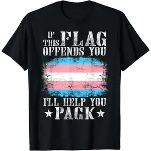 Cotton Short Sleeve Transgender If This Flag Offends You Trans Rainbow Pride T-Shirt for Men Women