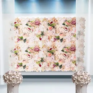 6 Pcs Artificial Flower Wall Panel Backdrop for Wedding, Party, Bridal Shower, Baby Shower Decor - 23.62x15.74 in (P) Plastic Silk