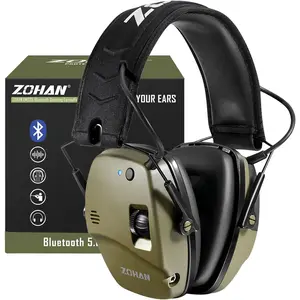 035 Bluetooth 5.4 Shooting Ear Protection Earmuff, Active Noise Canceling, Hearing Protection with Sound Amplification (Green Bluetooth)
