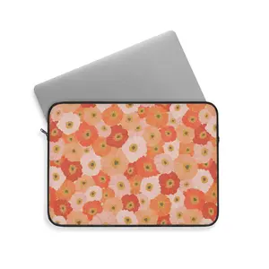 Flower Laptop Sleeve, Floral Laptop Cover, Pink Red Floral Laptop Case, Girl Graduation Gift, Gifts for Mom, Laptop accessory Back to School