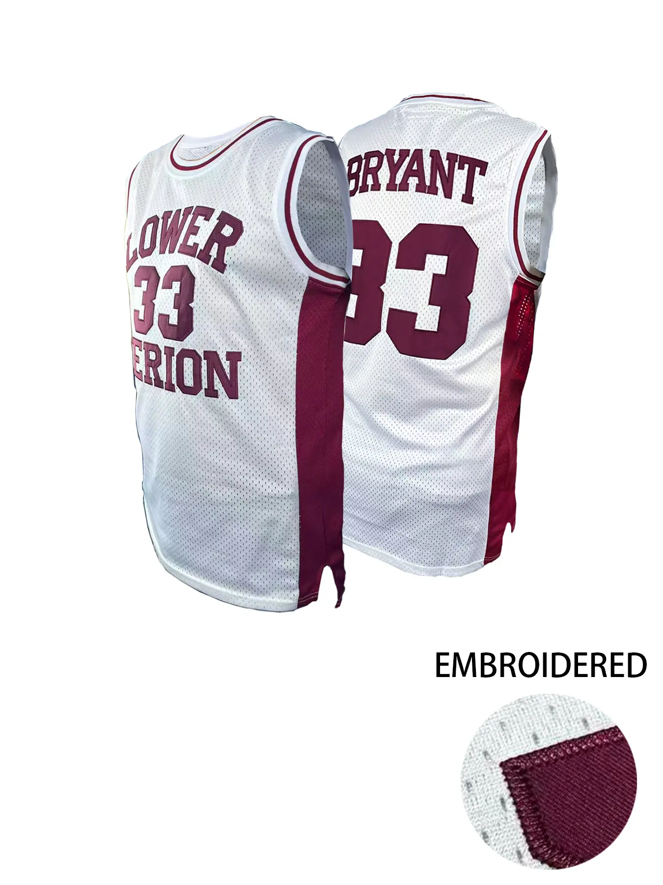 Kobe Bryant 33 High School Embroidered Basketball Jersey, V-Neck Pullover Vest, Outdoor Sports & Casual Wear, Unisex All Seasons