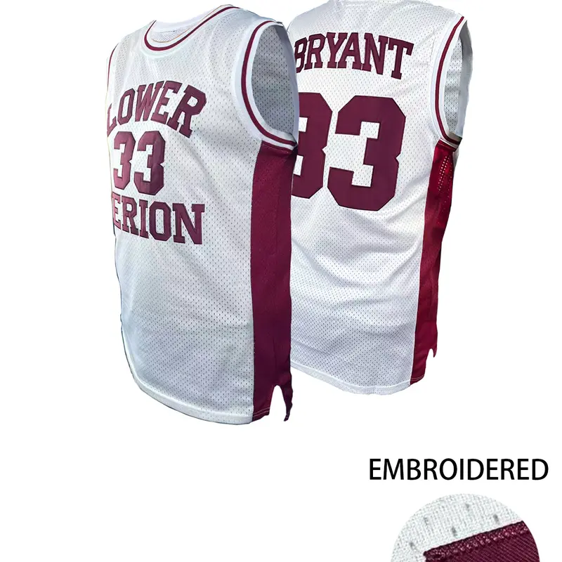 Kobe Bryant 33 High School Embroidered Basketball Jersey, V-Neck Pullover Vest, Outdoor Sports & Casual Wear, Unisex All Seasons, Casual Sports Tops