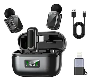 Wireless Lavalier Mini Microphone for Outdoor Live Streaming, Noise Reduction Lapel Mic with Type-C or Lightning Connector for iPhone and Android Devices