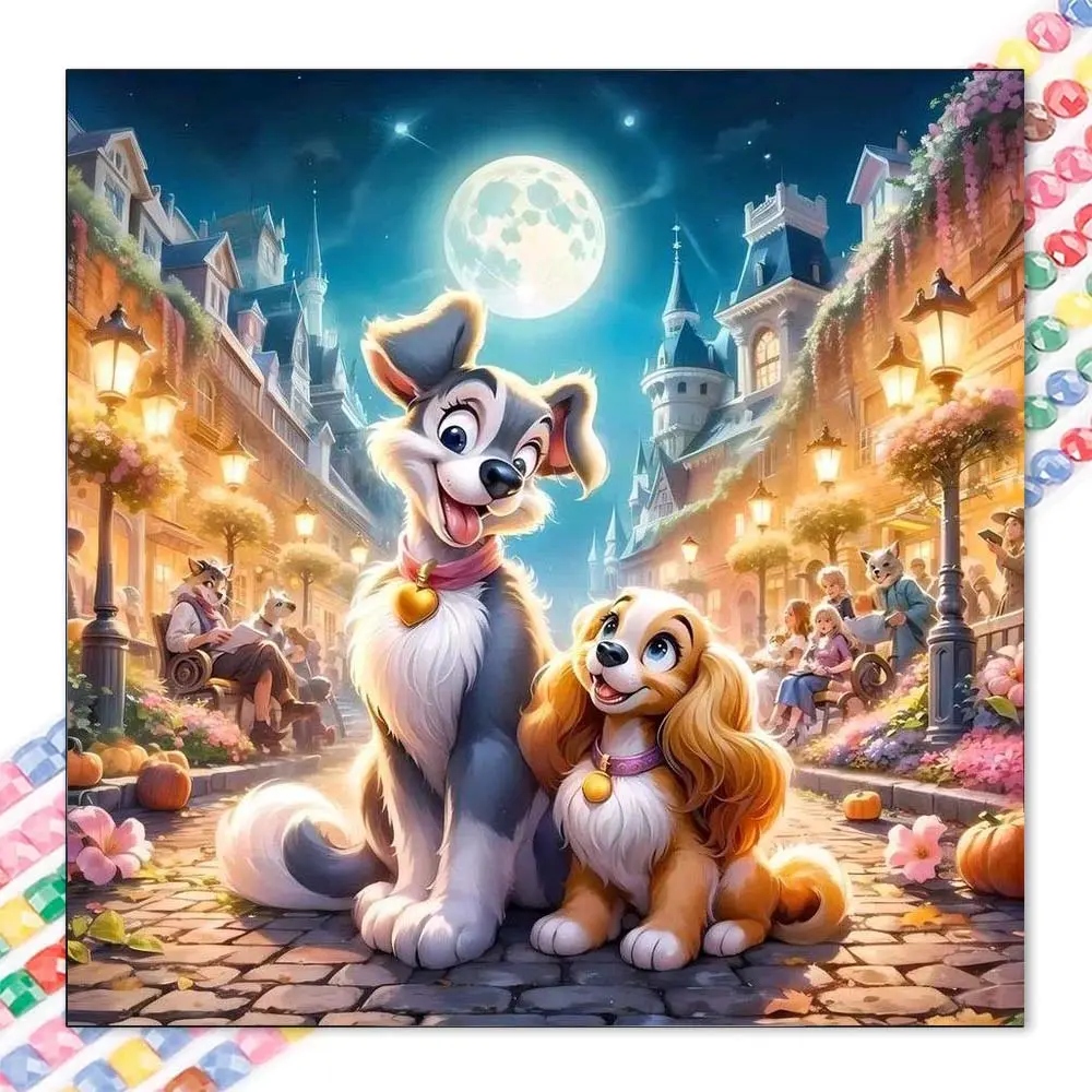1pcs 5D DIY Diamond Art Tools kit, 5D diamond art set, DIY decoration, night scene dog Diamond Art kit full round drill DIY, mosaic, diamond art, Crafts, DIY art home decoration, suitable for Halloween and Christmas, Diamond Painting Tools