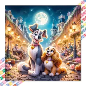 1pcs 5D DIY Diamond Art Tools kit, 5D diamond art set, DIY decoration, night scene dog Diamond Art kit full round drill DIY, mosaic, diamond art, DIY art home decoration, suitable for Halloween and Christmas, Diamond Painting Tools