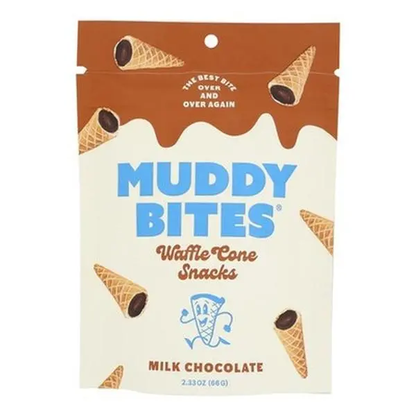 Muddy Bites Milk Chocolate Waffle Cone Snacks, 2.33 oz, Pack of 2