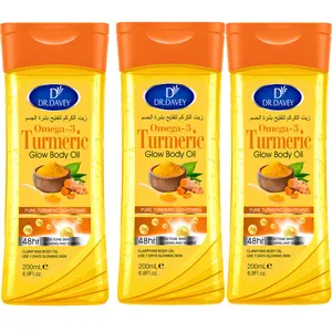 3pcs 200ml Turmeric Omega-3 Glow Body Oil Body essential oils Skin care Oil moisturizing treatment All seasons suitable, travel portable for Body, Face, Hand, Lip, Eye