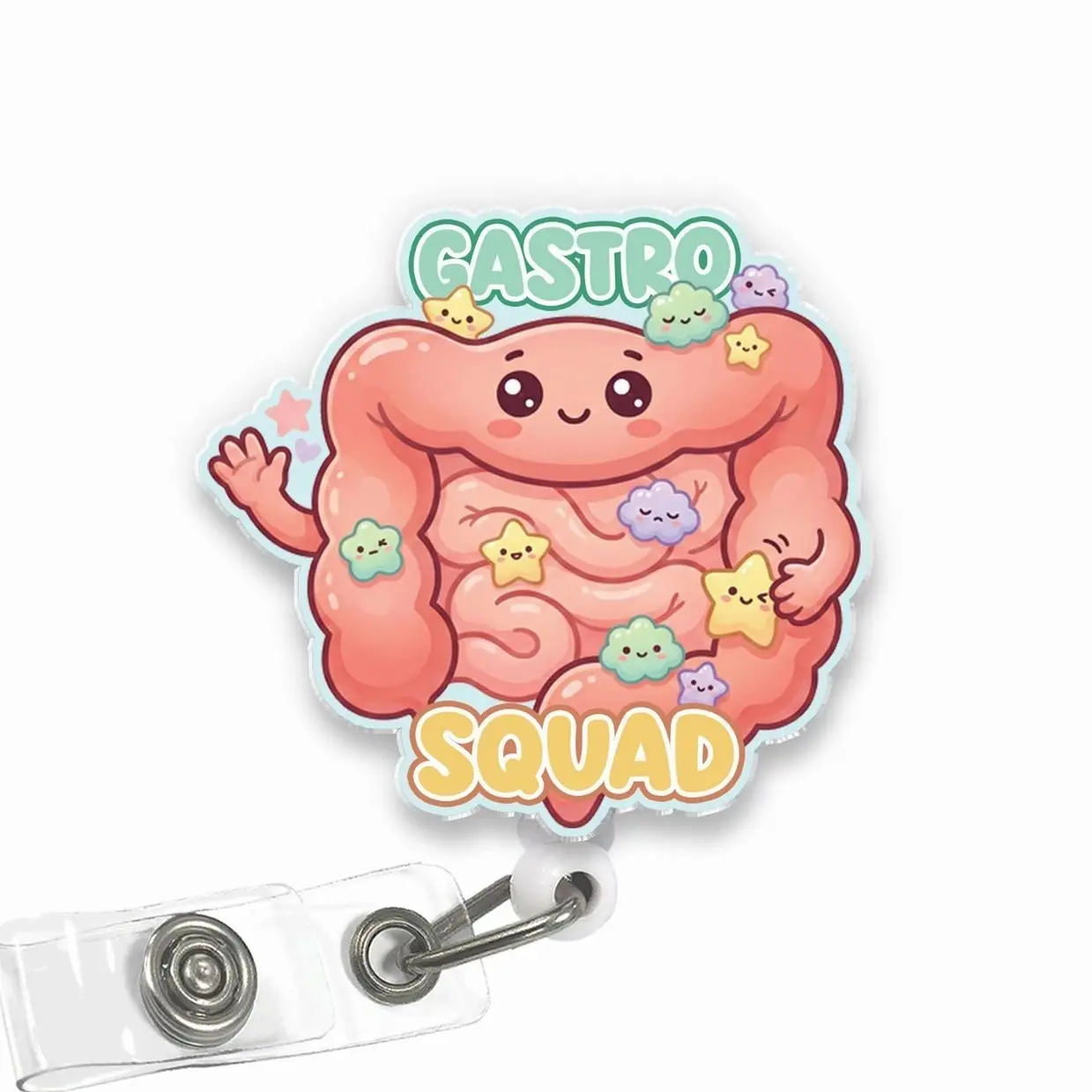 Gastro Squad GI Nurse Badge Reel - Funny Colon Acrylic Retractable ID Holder, Gastroenterology Nurse Gift JS7