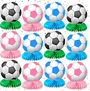 12pcs Soccer Theme Birthday Party Decorations for Boys Girls Soccer Ball Honeycomb Centerpieces Sports Soccer Table Toppers Soccer Table Decorations Sport Soccer Theme Party Supplies for Kids Birthday