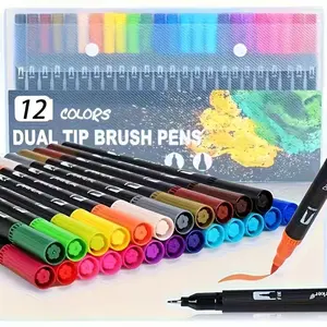Double-Ended Watercolor Brush Set, Art Materials, Vibrant Colors, Durable Plastic Tips, Ideal for Painting, Sketching, Crafts, Christmas Gift