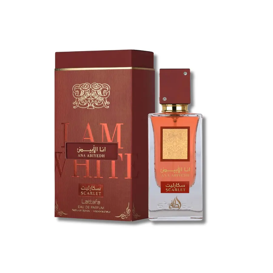 Lattafa Ana Abiyedh Scarlet Eau de Parfum, Unisex Fragrance with Citrus Sweetness, Bergamot Amber, Pear, and Vanilla Musks, 2.04 fl oz, Bottle Perfume, Fragrances
