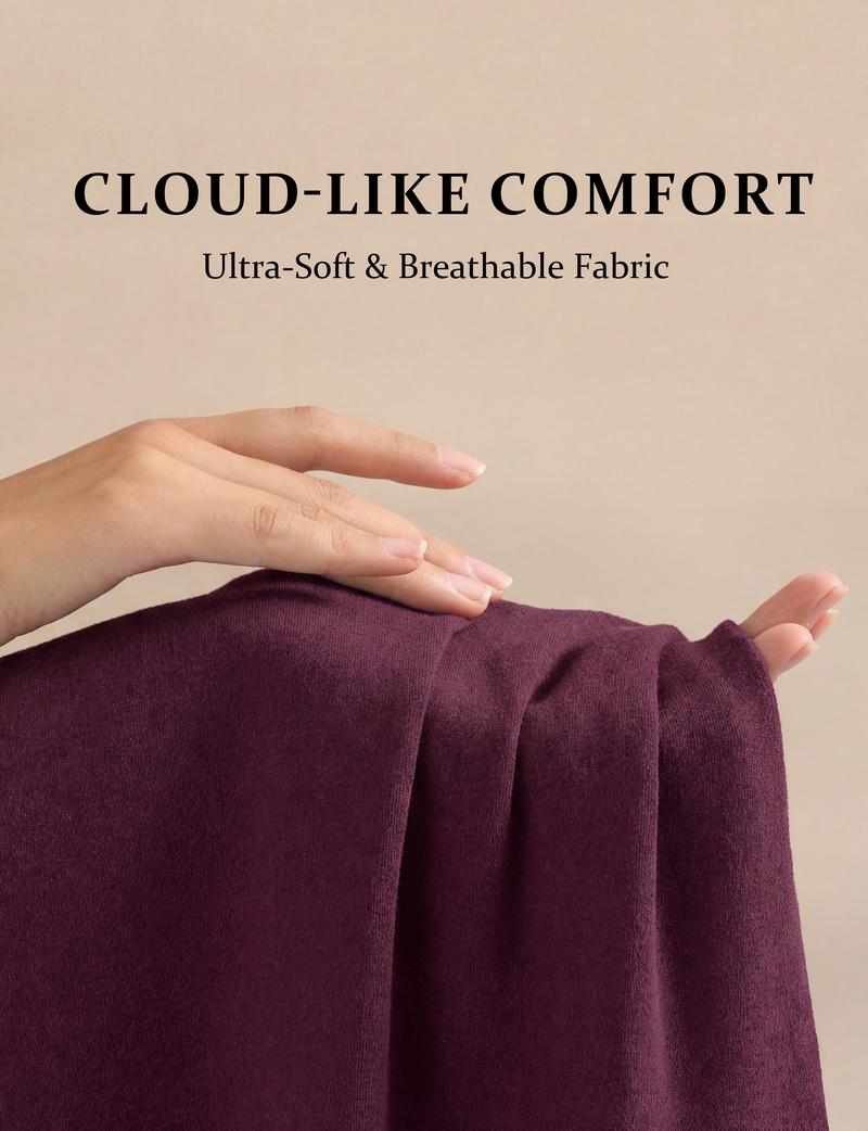 KatchMe Women's Leisure Solid Color Sloping Shoulder Long Sleeve Top & Wide Leg Trousers Co-ord, Cozy Scoop Neck Loose Two Piece Outfits, Basic Womenswear