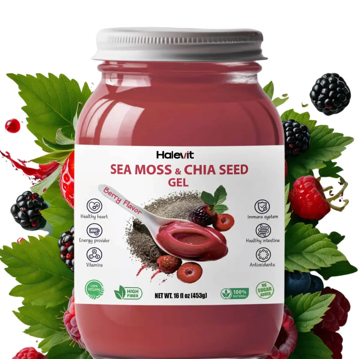 Berry Sea Moss Gel – Organic Superfood for Immunity, Digestion & Thyroid Support – Vegan & Made in USA