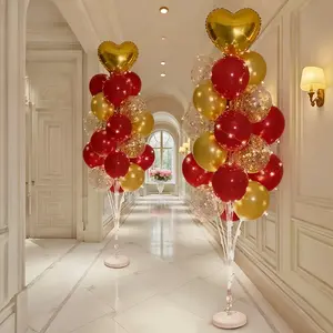 2 Pack Balloon Stand Kit with Lights for Floor, Balloon Tower with Stand, Balloon Pole for Wedding, BabyShower, Birthday Party or Bachelorette Party Decoration