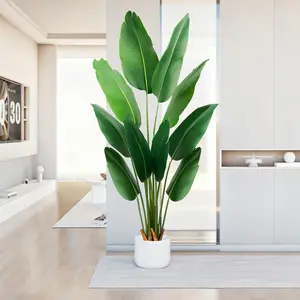 Artificial Tree Bird of Paradise,  Faux Plant Fake Banana Tree Plant with Pot for Home, Decor, Indoor, Outdoor, Living Room, Office(without white flowerpot)