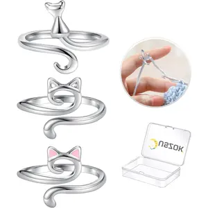 Crochet Rings for Crocheting Adjustable Crochet Tension Ring for Finger  Yarn Guide Ring Knitting Crochet Accessories with Box for Women 3 count