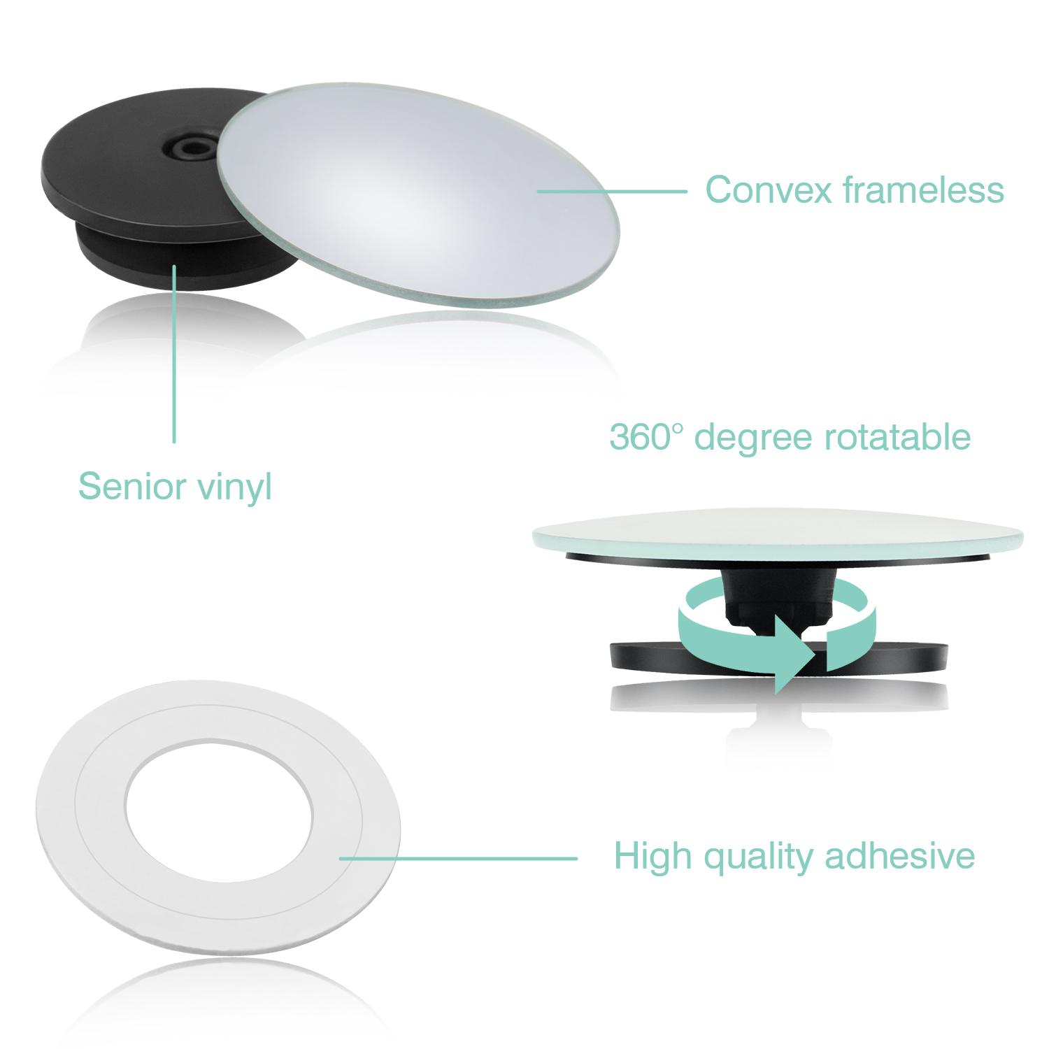 4Pcs 360° Adjustable HD Convex Blind Spot Mirrors, Wide Angle Side Rear View Mirrors for Cars SUVs Vans