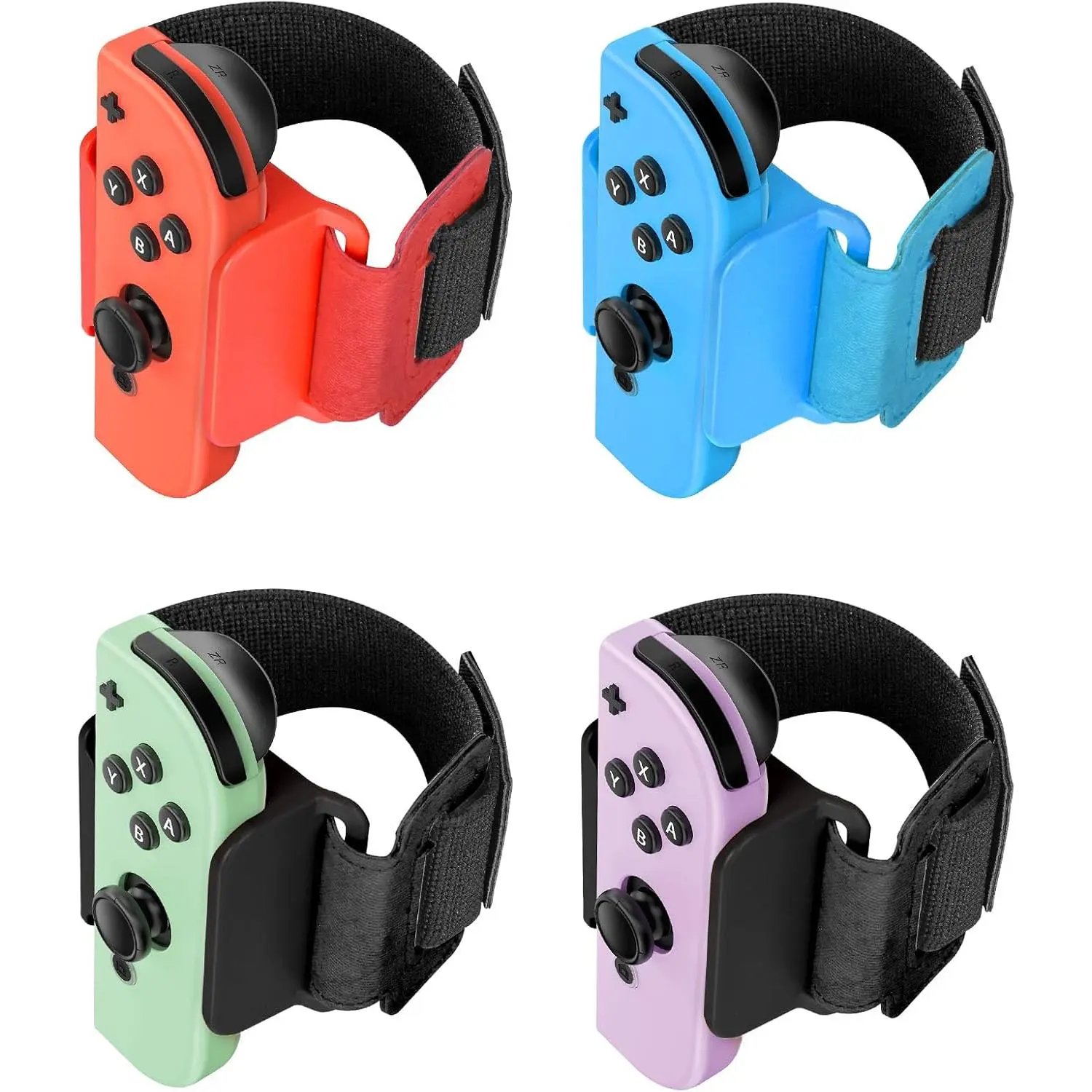 [4 Pack] Wristband for Just-Dance 2025 2024 2023 2022  /for Zumba  It Up, Band for Joy-Con Grip, Adjustable Wrist Strap for Adult Teens and , -Kindly (Black Black/Red Blue)