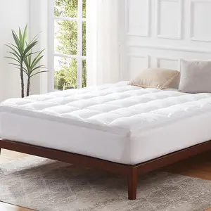 Mattress Topper - Extra Thick Mattress Pad Cover King Size, Plush Soft Pillowtop with Elastic Deep Pocket, Overfilled 7D Spiral Fiber Filling