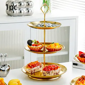 3-Tier Stainless Steel Dessert Stand, Multi-Layer Fruit Snack Tray for Cake Shop, Tiered Serving Platter for Wedding Banquet – For Home Kitchen Bakery Hotel Use