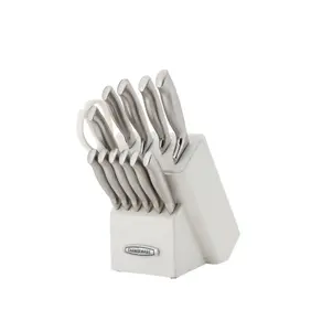 Farberware Edgekeeper 13-Piece Stainless Steel Knife Block Set with Built-In Knife Sharpener