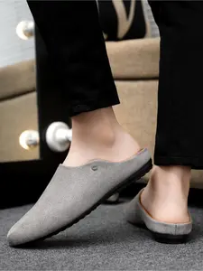 Premium Black & Light Gray Slip-On Shoes 2026 New Suede Slip-On Loafers Slip On Mules Comfortable Casual Style Perfect for Daily Commutes & Casual Outings