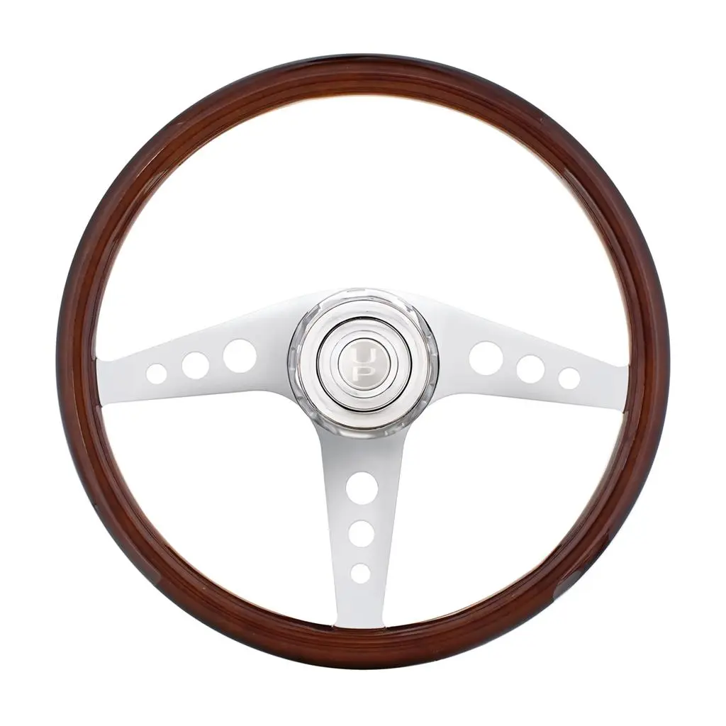 18" Chrome GT Design Steering Wheel, Universal Fit for Freightliner 1989-July 2006 Semi Trucks, Automotive Car Interior Accessory